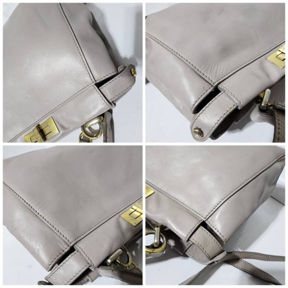 SOLD***Authentic Fendi Leather Peekaboo Satchel Bag Grey - Picture 7 of 15